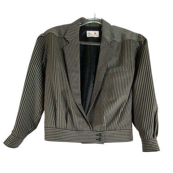 Vintage Liz Claiborne Grey Striped Wool Pants Suit Size 6 Eighties Work Office - Picture 13 of 13